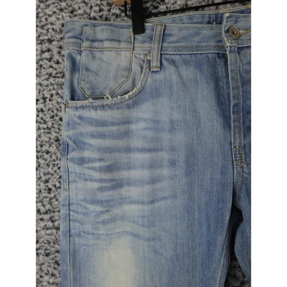 Bershka BSK Distressed‎ Light Wash Denim Jeans Men's 34x30 Slim Straight Fit